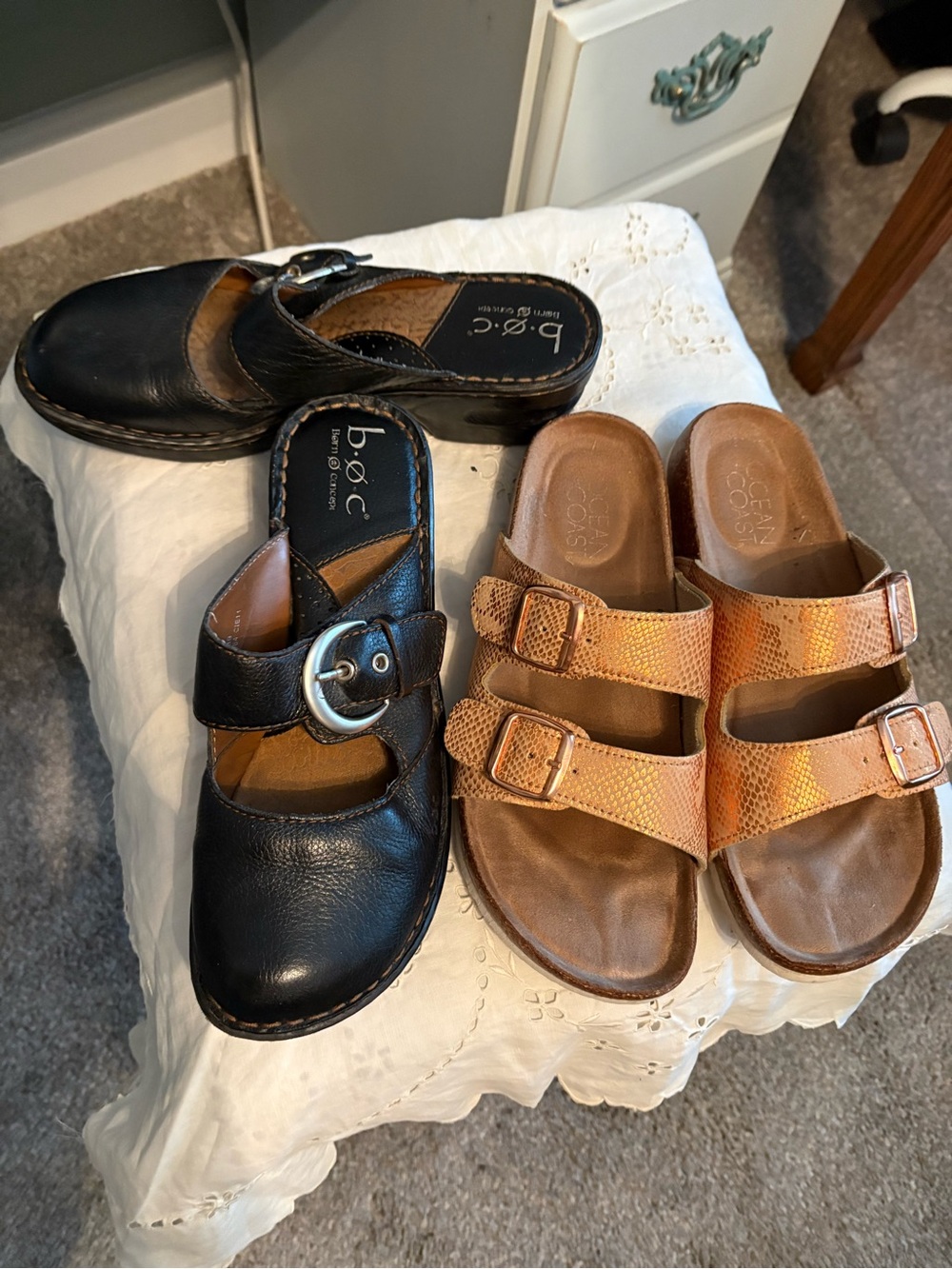 2 pair of shoes. Ocean Coast footbed & boc clogs 8